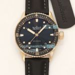 Swiss Blancpain Fifty Fathoms Bathyscaphe Yellow Gold Case Watch Black Dial